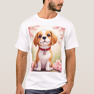 Camiseta Cachorro adorável e camiseta-T florescente