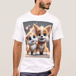 Camiseta Cachorro Adorável E Gato Apaixonado