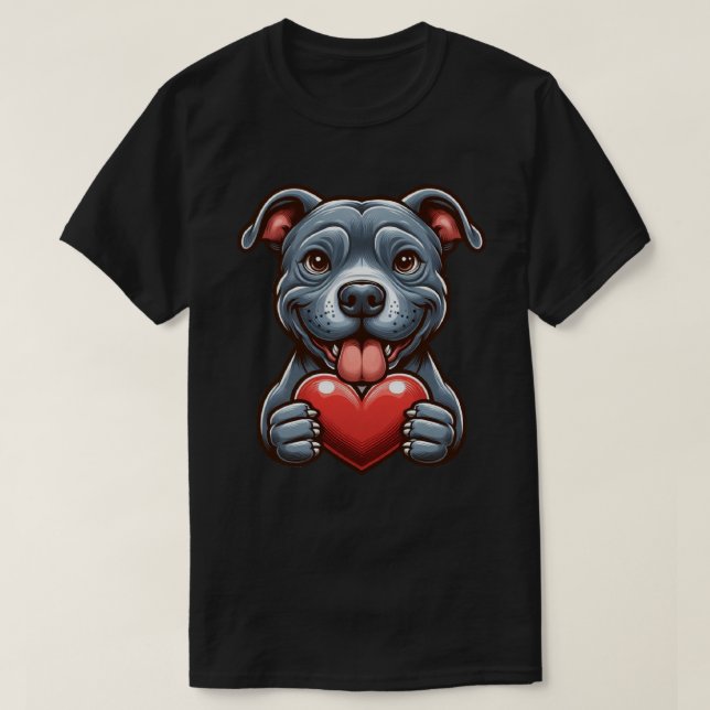 Camiseta Cachorro Adorável Embrulhando Coração com Expressã (Frente do Design)