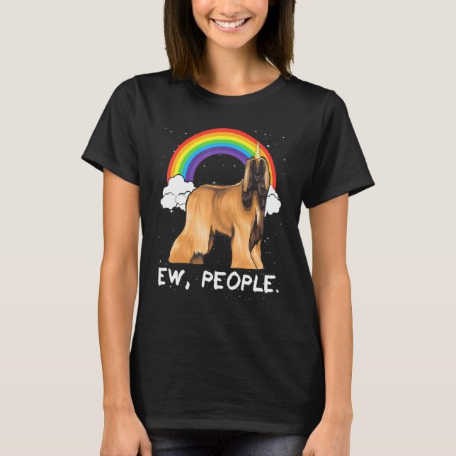 Camiseta Cachorro Afegão Arco-íris Ew Pessoas Unicórnio Cac (Frente)