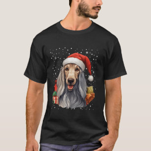 Camiseta Cachorro Afegão Papai Noel Neve Natal Xm