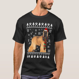 Camiseta Cachorro Afghan Hound Chapéu de Papai Noel Xmas Na