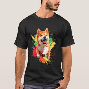 Camiseta Cachorro Akita Amantes Arte Colorida Salpico Akita