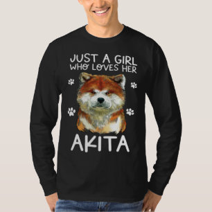 Camiseta Cachorro Akita Apenas Uma Garota Que Ama Seu Akita