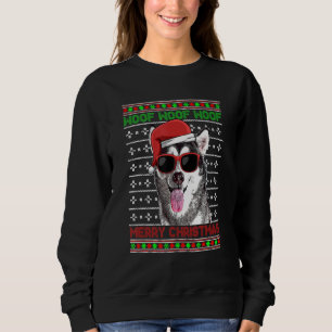 Camiseta Cachorro Alaskan Malamute Engraçado Woof Feliz Nat
