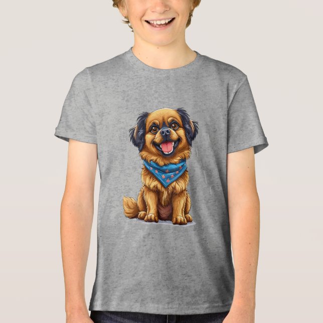 Camiseta Cachorro alegre com pelúcia fofa, ouro (Frente)
