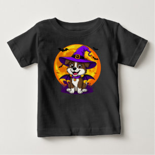 Camiseta Cachorro Alegre Disfarçado de Chapéu de Bruxa