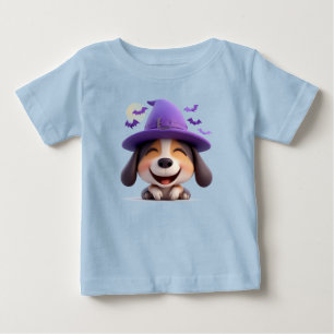 Camiseta Cachorro Alegre Disfarçado de Chapéu de Bruxa