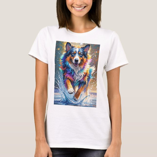 Camiseta Cachorro alegre e alegre e divertido, salgado (Frente)