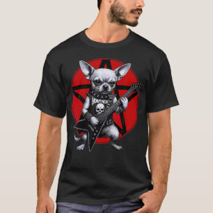 Camiseta Cachorro Amante de Heavy Metal de Guitarra Rock Ch