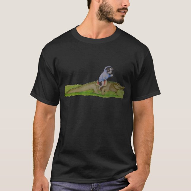 Camiseta Cachorro Andando um Alligador (Frente)