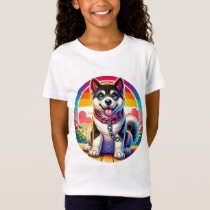 Camiseta Cachorro Animado Fofo com Coleira
