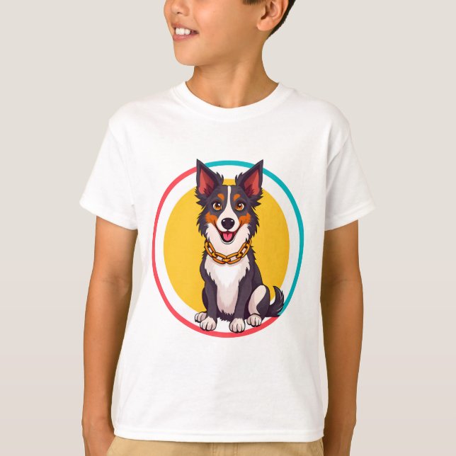 Camiseta Cachorro Animado Fofo com Coleira (Frente)