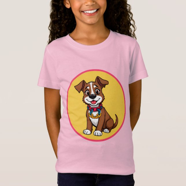 Camiseta Cachorro Animado Fofo com Coleira (Frente)