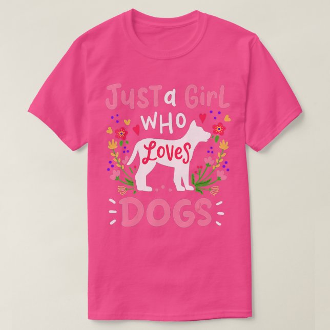 Camiseta Cachorro Apenas Uma Menina Que Ama Cachorros Prese (Frente do Design)