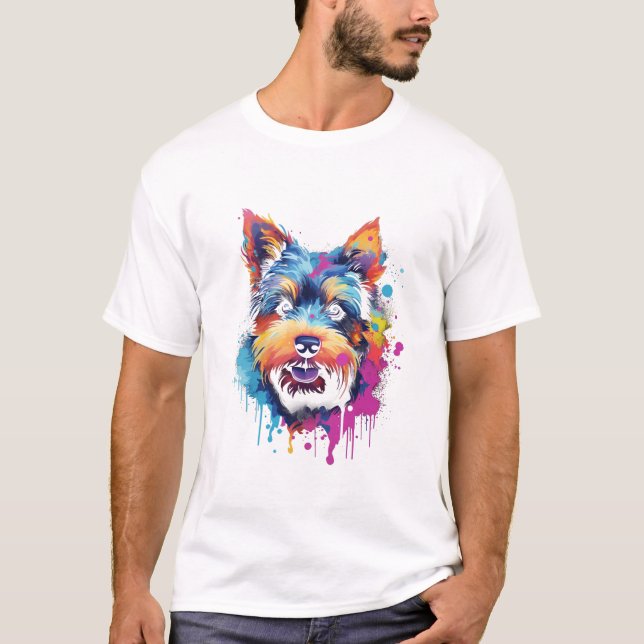 Camiseta Cachorro Aquarela Engraçado (Frente)