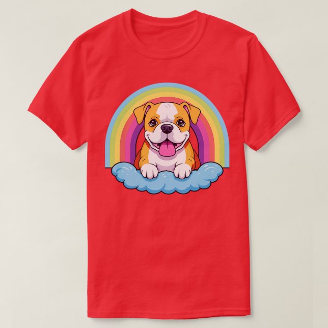 Camiseta Cachorro-Arco-Íris Cachorro Americano Bonito Cloud (Frente do Design)