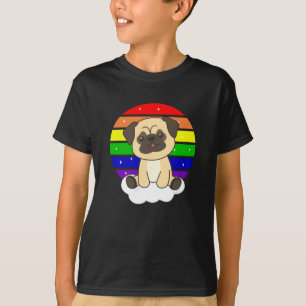 Camiseta Cachorro Arco-Íris Glitter Kawaii Cães Coloridos
