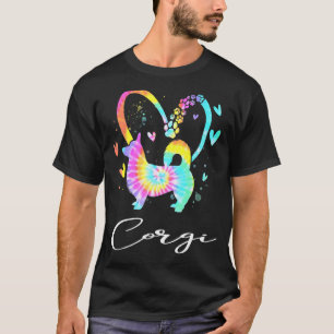 Camiseta Cachorro Arco-íris Tie Dye Amo Corgi