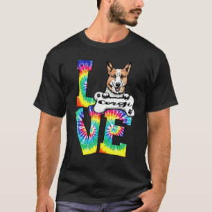 Camiseta Cachorro Arco-íris Tie Dye Amor Corgi