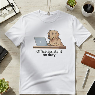 Camiseta Cachorro Assistente de Escritório Engraçado Cartoo