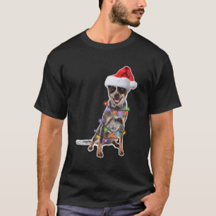 Camiseta Cachorro Australiano Abriga Presente De Santa Hat