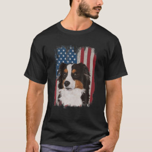Camiseta Cachorro Australiano Passa Bandeira Dos EUA Em 4 D