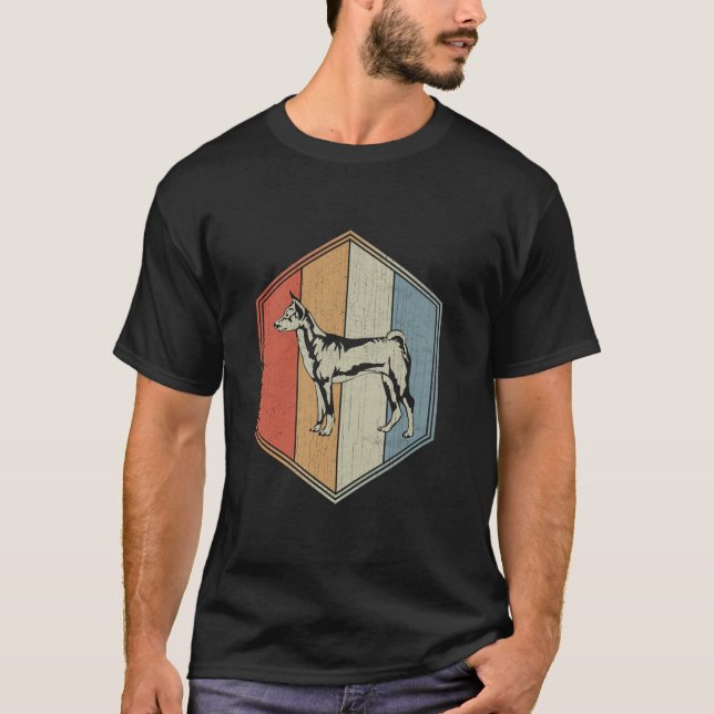 Camiseta Cachorro Basenji Com Design Distante Retro Basenji (Frente)