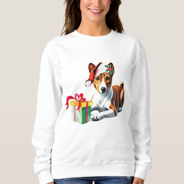 Camiseta Cachorro Basenji de Natal (Frente)
