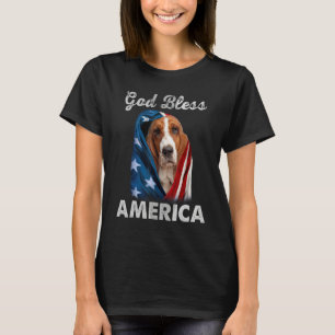 Camiseta Cachorro Basset Hound Bandeira Americana EUA 4 de