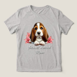 Camiseta  Cachorro Basset Hound Com Flores 