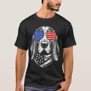 Camiseta Cachorro Basset Hound Patriótico 4 de Julho Americ