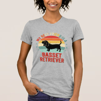 Camiseta Cachorro Basset Retriever Pôr do Sol Retro
