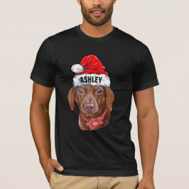 Camiseta Cachorro Bastante De Natal Dachshund Grande