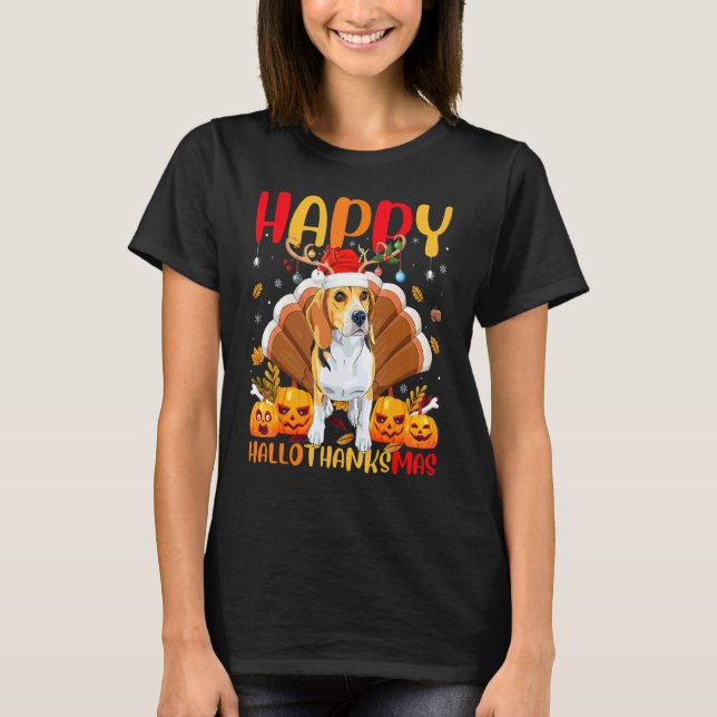 Camiseta Cachorro Beagle Beagle Feliz OláobrigadoNatal (Frente)