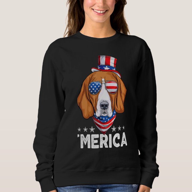 Camiseta Cachorro Beagle Com Óculos De Sol Bandeira America (Frente)