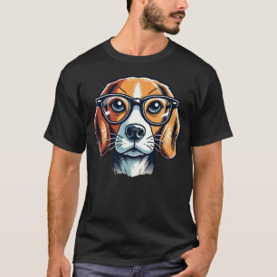 Camiseta Cachorro-Beagle Com Óculos Estilo Pop