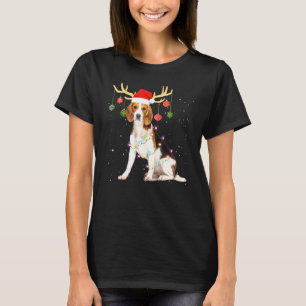 Camiseta Cachorro Beagle Rena Com Luz de Natal do Papai Noe