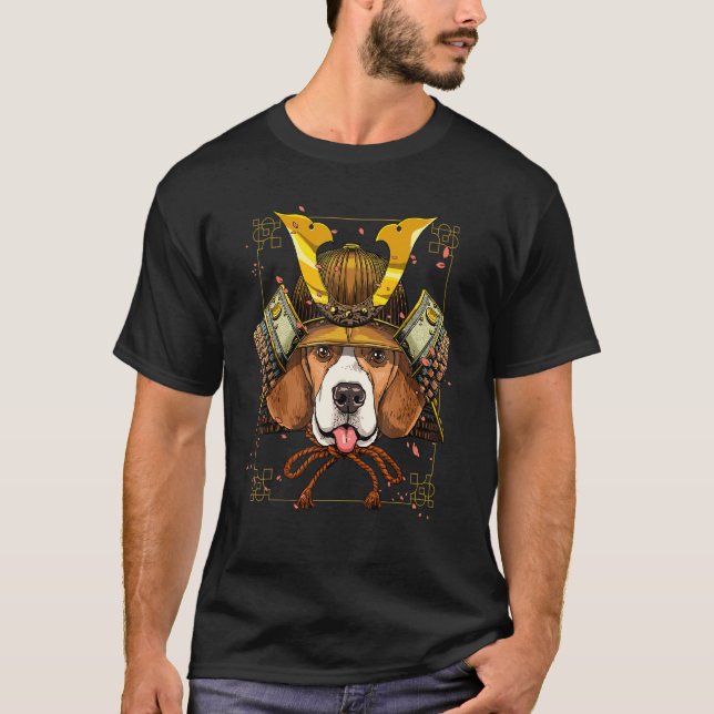 Camiseta Cachorro Beagle Samurai Guerreiro Japonês Bushido  (Frente)