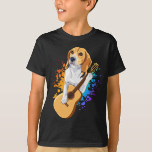 Camiseta Cachorro Beagle Tocando Violão Acústico