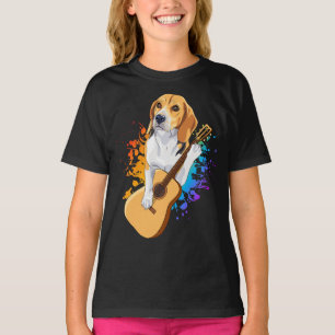 Camiseta Cachorro Beagle Tocando Violão Acústico