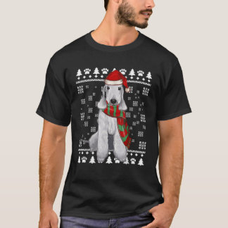 Camiseta Cachorro Bedlington Terrier Chapéu de Papai Noel N