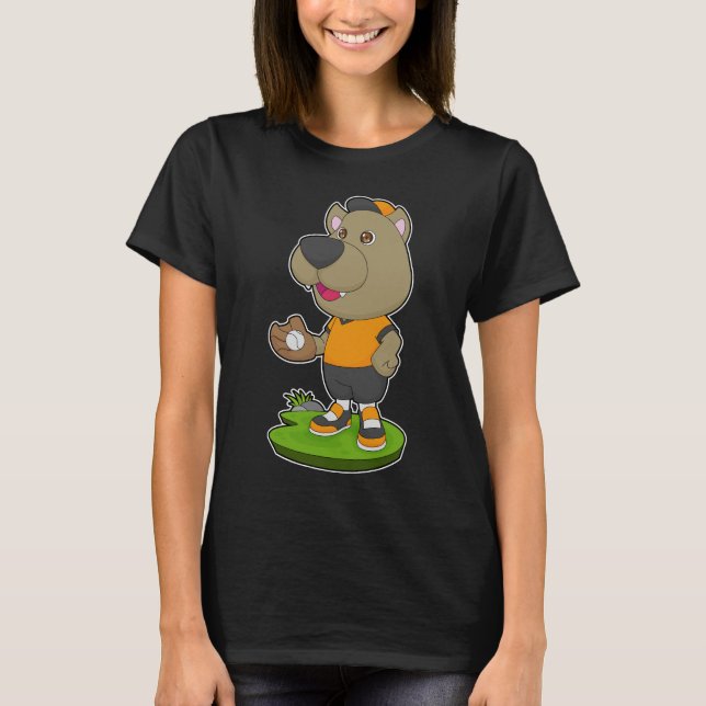 Camiseta Cachorro Beisebol Luvas de beisebol (Frente)