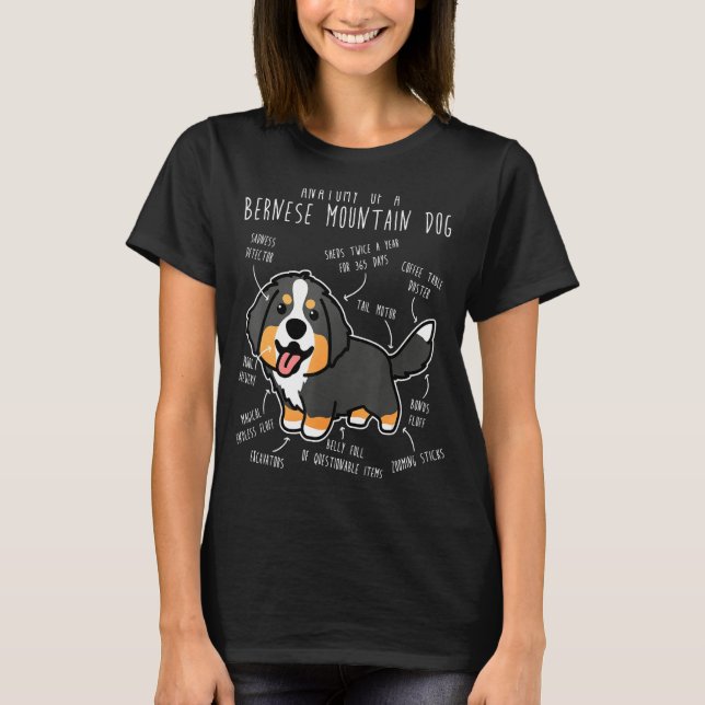 Camiseta Cachorro Bernese Anatomia Cachorro Feliz Cachorro  (Frente)