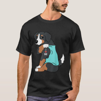 Camiseta Cachorro Bernese I Love Pai Engraçado Dog