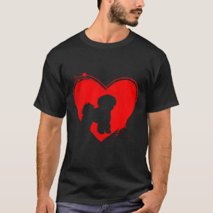 Camiseta Cachorro Bichon Frise Forma de Coração Dia dos Nam