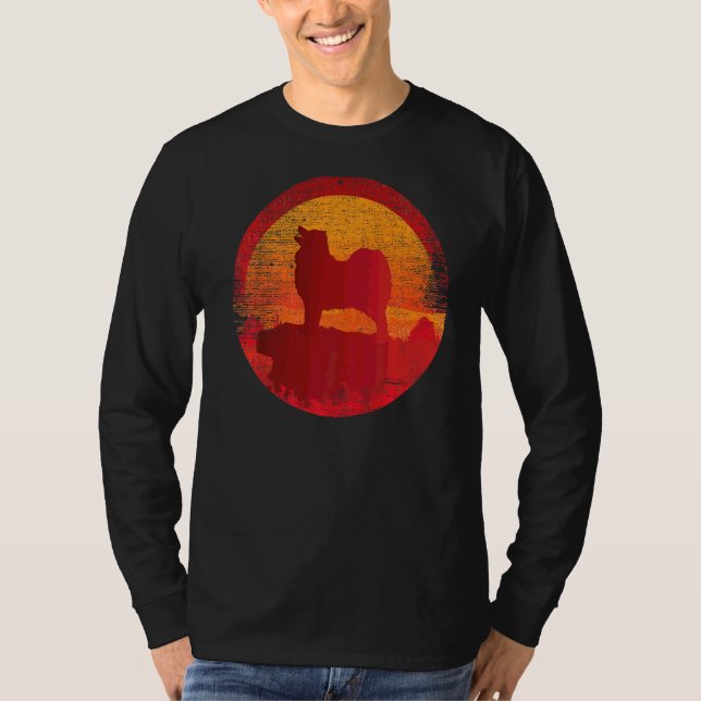 Camiseta Cachorro Bjelkier Samoyed Retro Sunset (Frente)