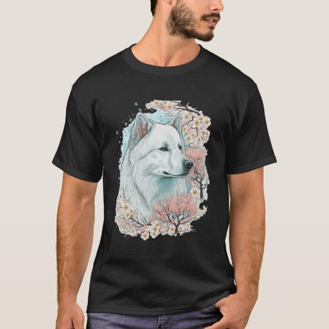 Camiseta Cachorro Blossom Cachorro Samoyed Cachorro Cachorr (Frente)