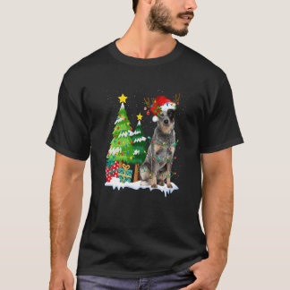Camiseta Cachorro Boiadeiro Australiano Chapéu do Papai Noe