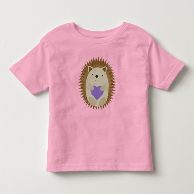 Camiseta Cachorro Bonito Abraçando Coração Roxo (Frente)